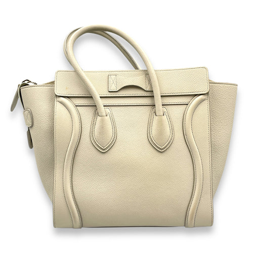 Micro Beige Luggage Bag in Calfskin, Gold hardware