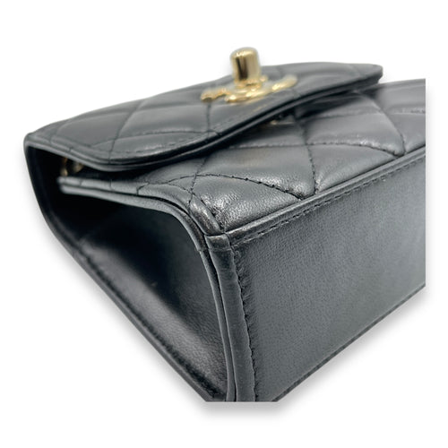 Trendy CC Flap Mini Black Crossbody Bag in Lambskin, Gold hardware