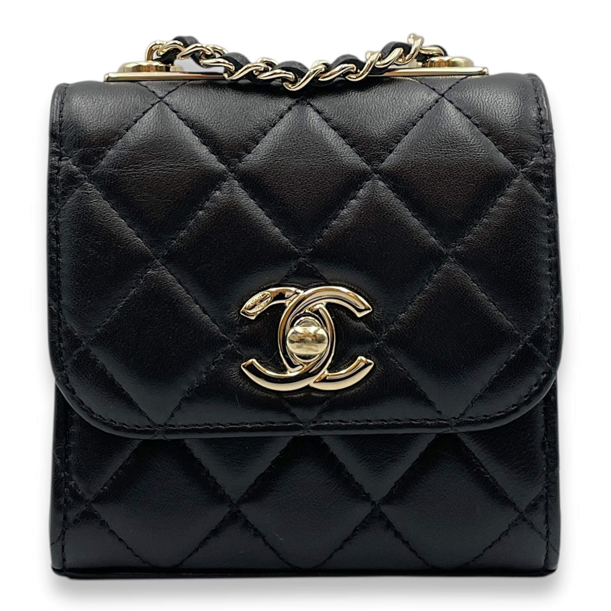 Trendy CC Flap Mini Black Crossbody Bag in Lambskin, Gold hardware
