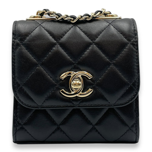 Trendy CC Flap Mini Black Crossbody Bag in Lambskin, Gold hardware