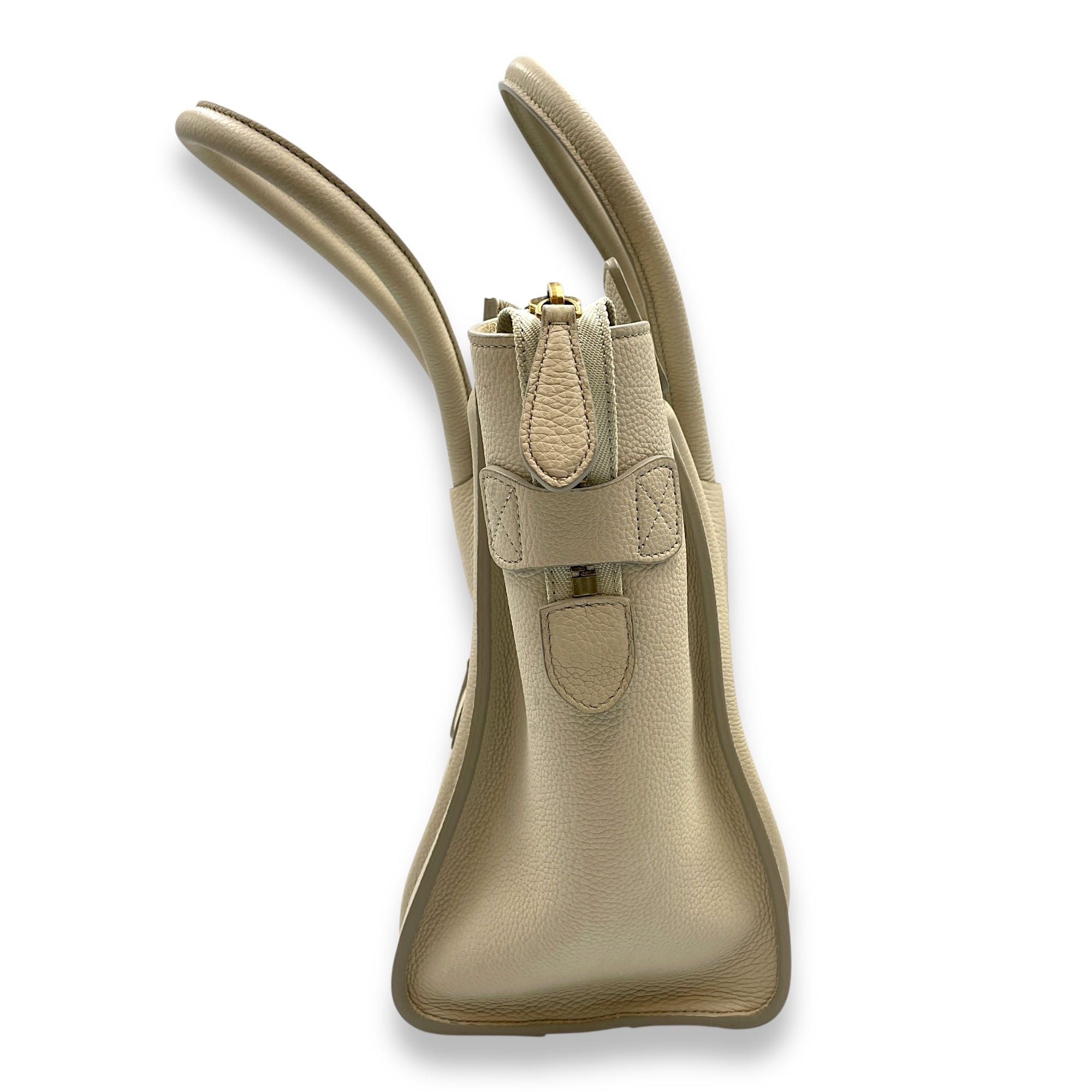 Micro Beige Luggage Bag in Calfskin, Gold hardware