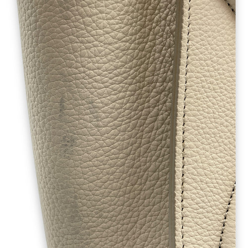 Micro Beige Luggage Bag in Calfskin, Gold hardware