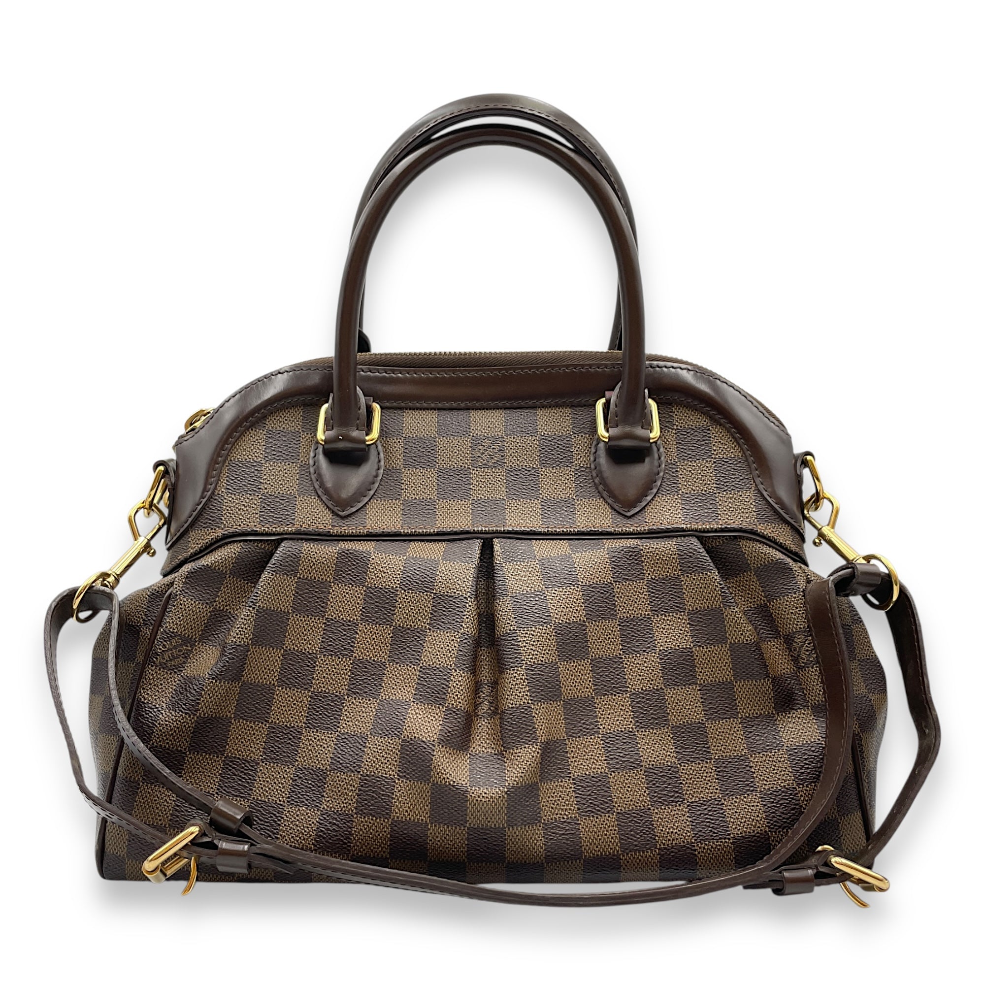 Trevi Damier PM Brown Shoulder bag in Canvas, Gold hardware