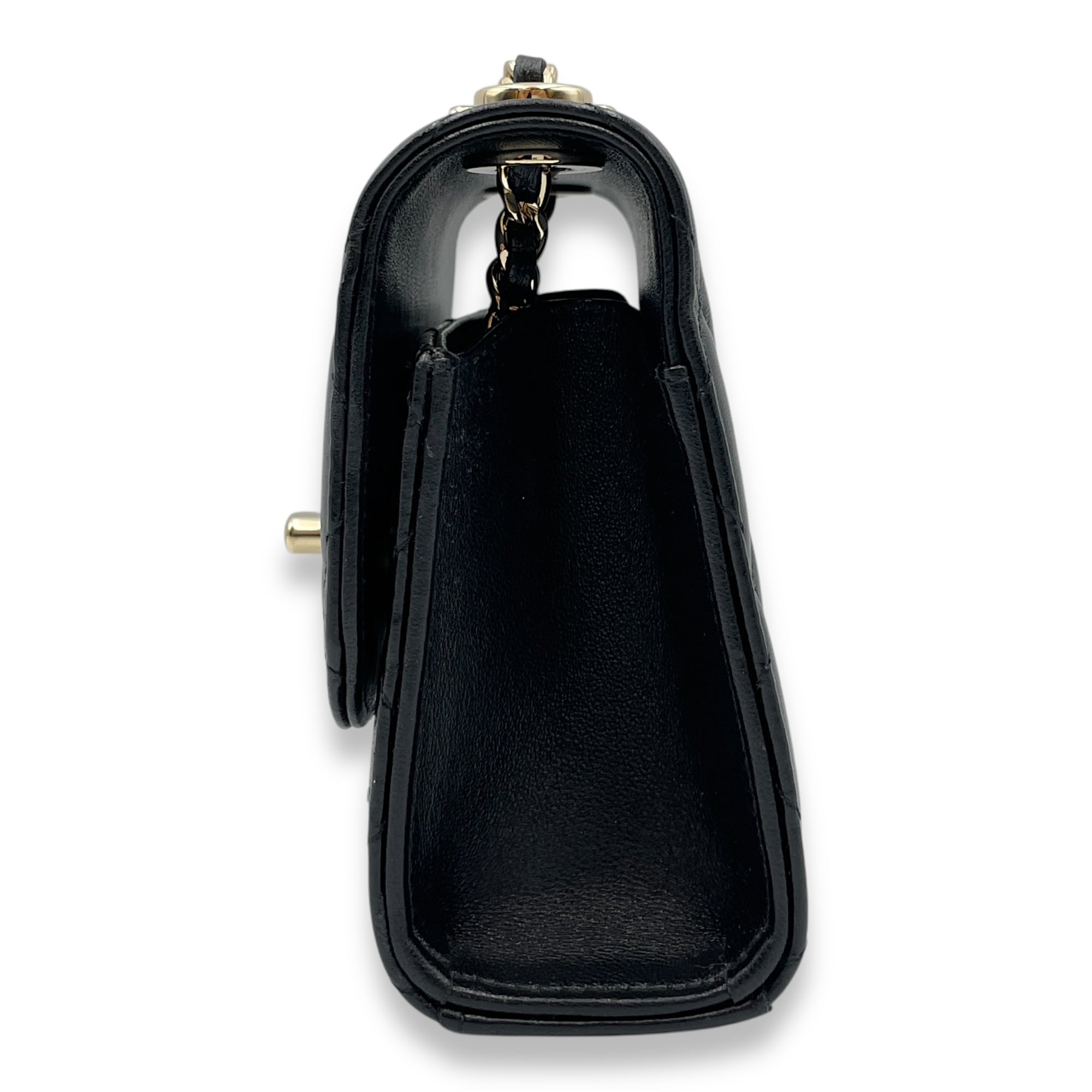 Trendy CC Flap Mini Black Crossbody Bag in Lambskin, Gold hardware