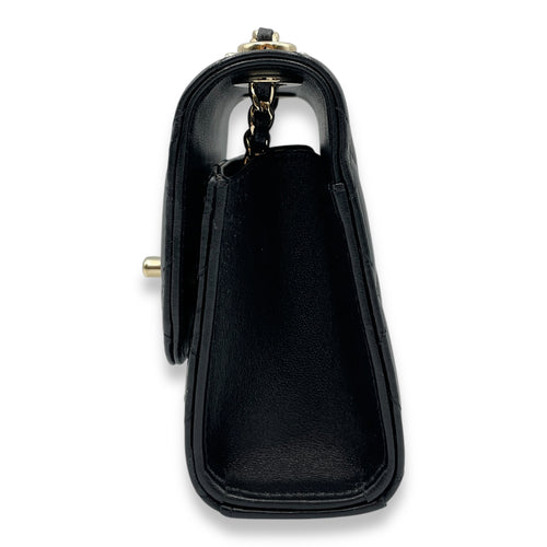 Trendy CC Flap Mini Black Crossbody Bag in Lambskin, Gold hardware