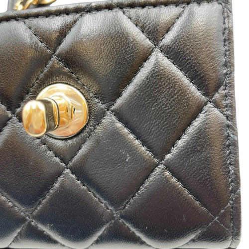 Trendy CC Flap Mini Black Crossbody Bag in Lambskin, Gold hardware