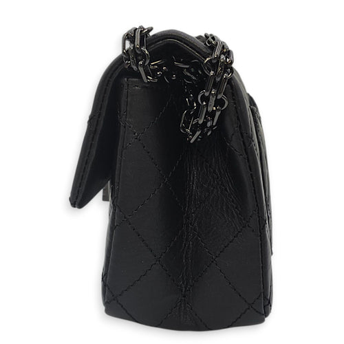 So Black Reissue Flap Mini Black Shoulder Bag in Distressed Leather, So Black hardware