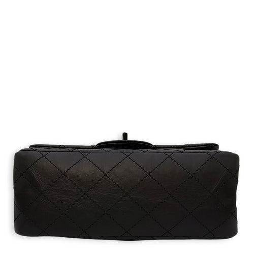 So Black Reissue Flap Mini Black Shoulder Bag in Distressed Leather, So Black hardware