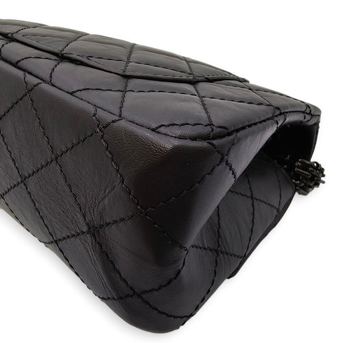 So Black Reissue Flap Mini Black Shoulder Bag in Distressed Leather, So Black hardware