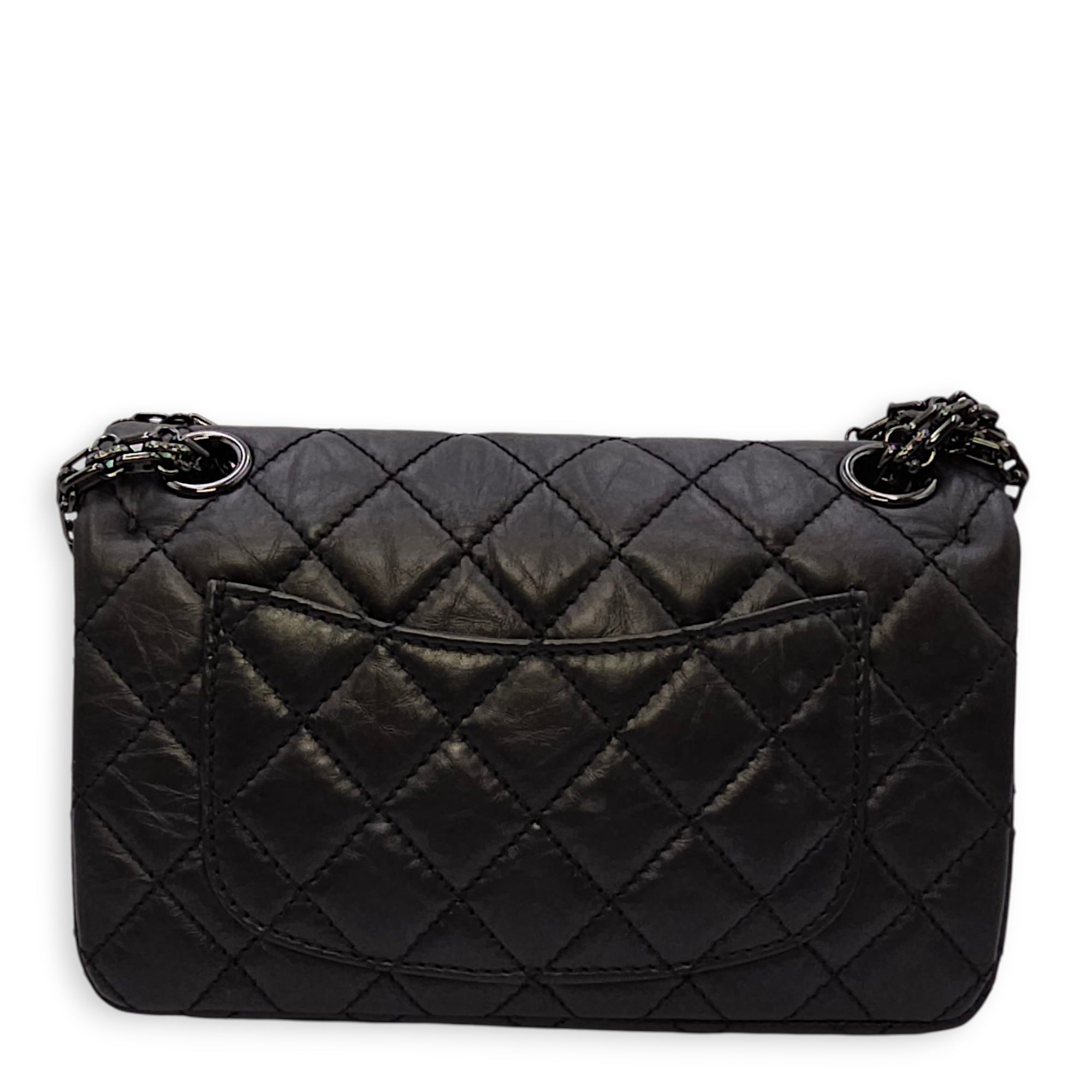 So Black Reissue Flap Mini Black Shoulder Bag in Distressed Leather, So Black hardware
