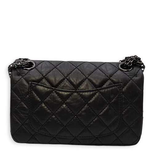 So Black Reissue Flap Mini Black Shoulder Bag in Distressed Leather, So Black hardware