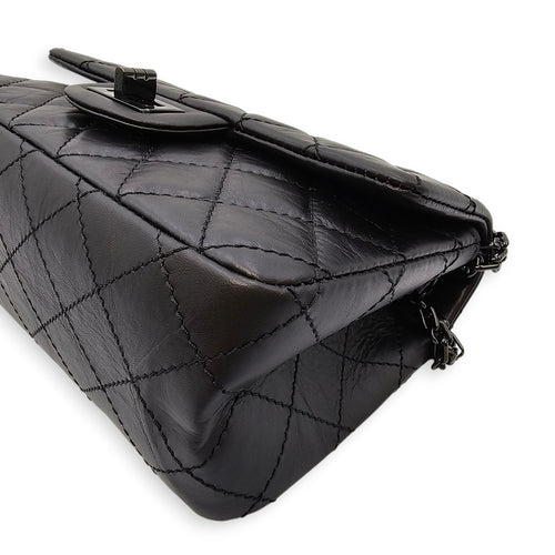 So Black Reissue Flap Mini Black Shoulder Bag in Distressed Leather, So Black hardware