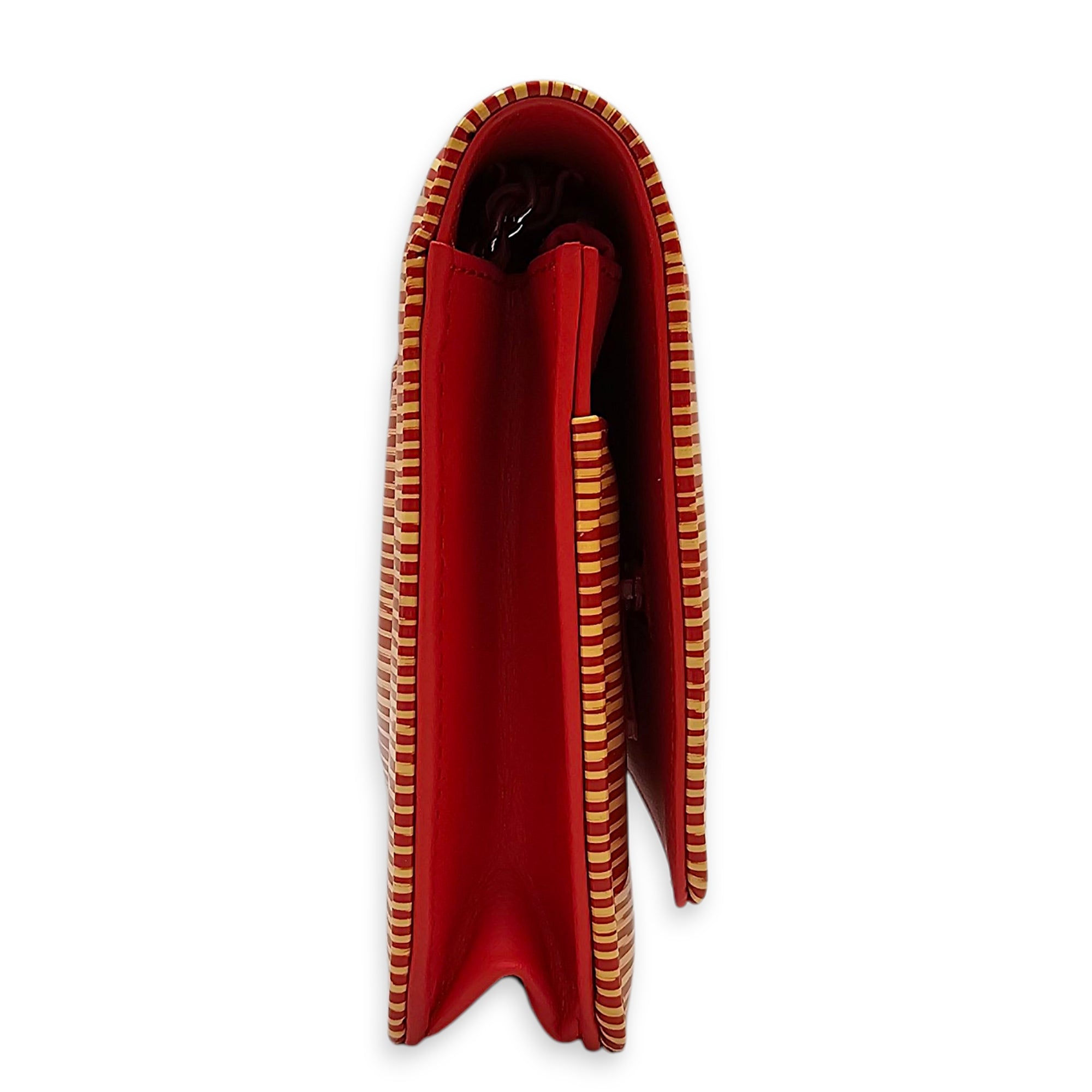 Limited Edition CC Orange Wallet on Chain in Patent Leather, Silver hardware