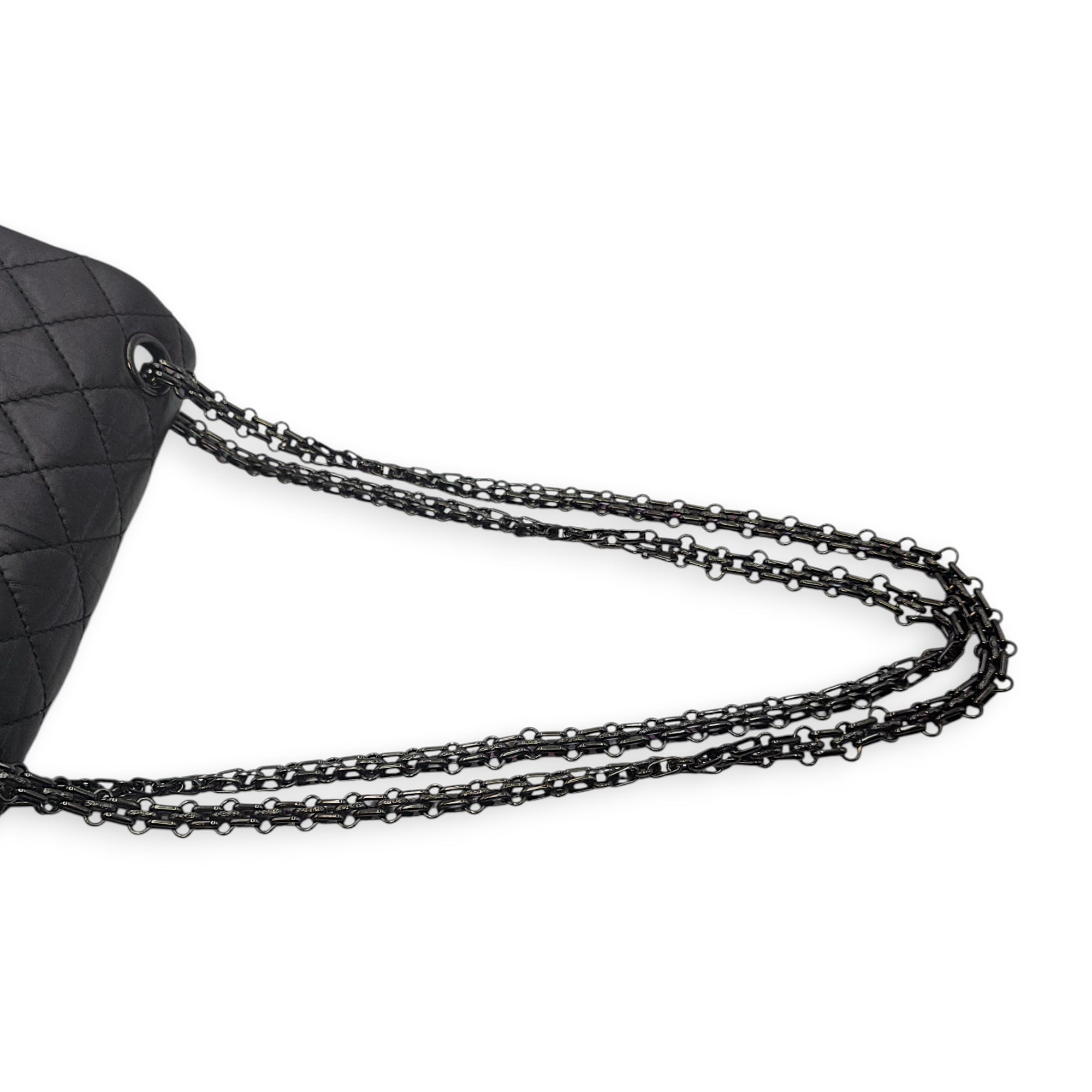 So Black Reissue Flap Mini Black Shoulder Bag in Distressed Leather, So Black hardware