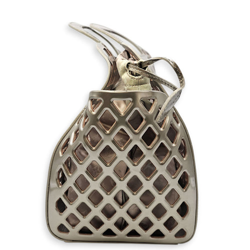 Jelly Shopping Bag MM Grey Top Handle Bag in Metallic Calf