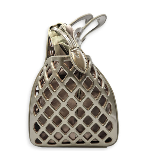 Jelly Shopping Bag MM Grey Top Handle Bag in Metallic Calf