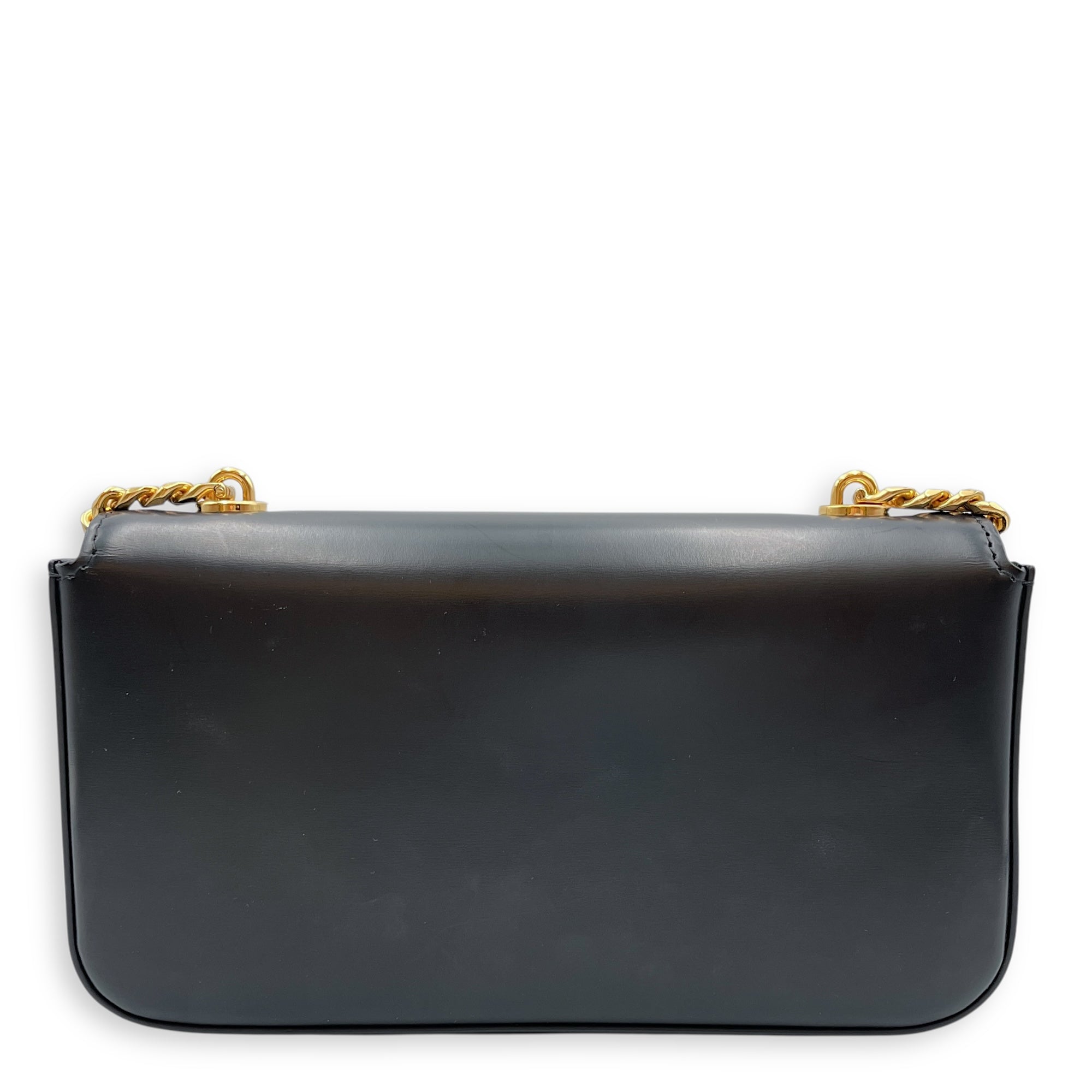 Triomphe Flap 20cm Black Shoulder Bag in Calfskin, Gold hardware