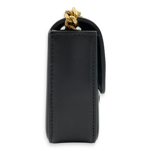 Triomphe Flap 20cm Black Shoulder Bag in Calfskin, Gold hardware
