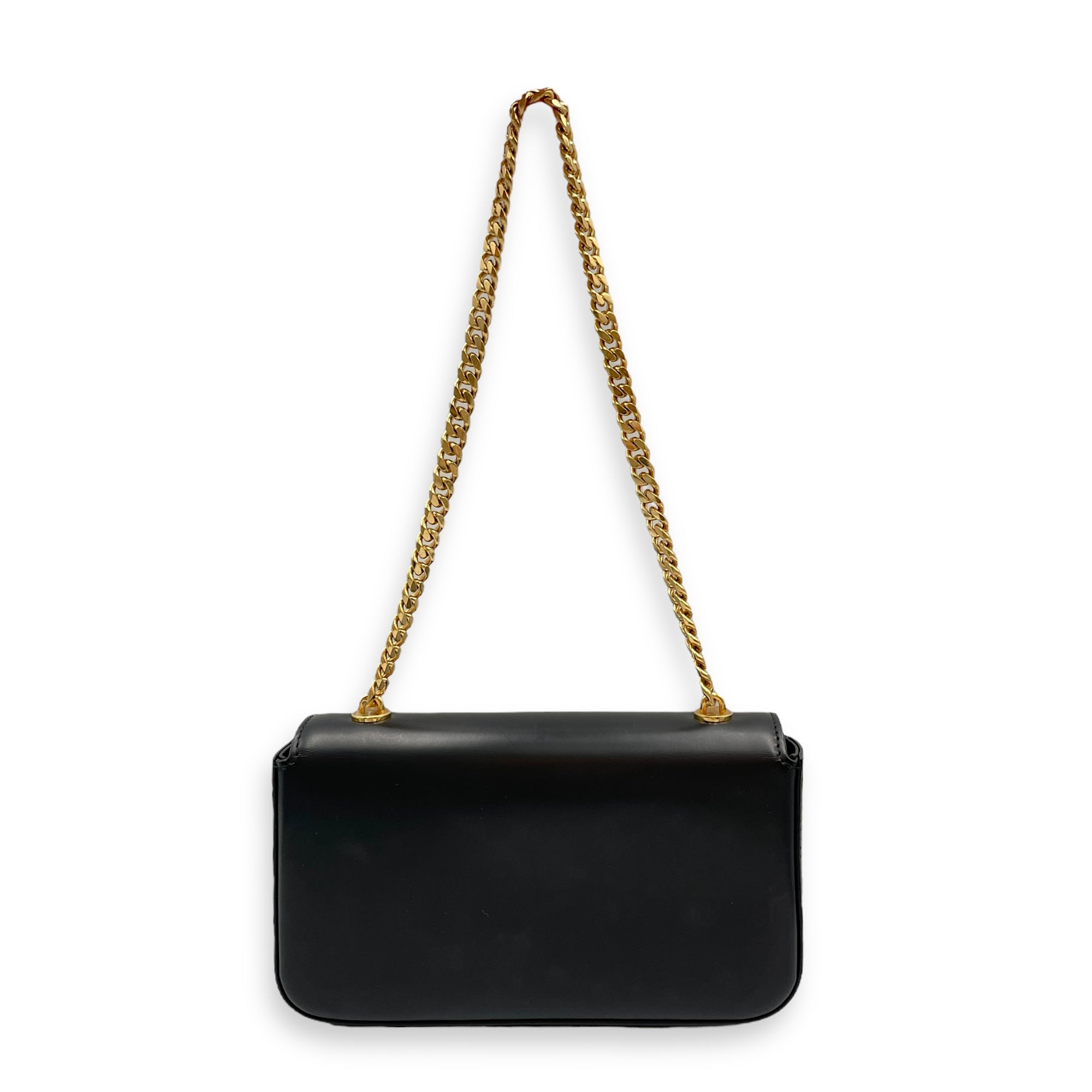 Triomphe Flap 20cm Black Shoulder Bag in Calfskin, Gold hardware