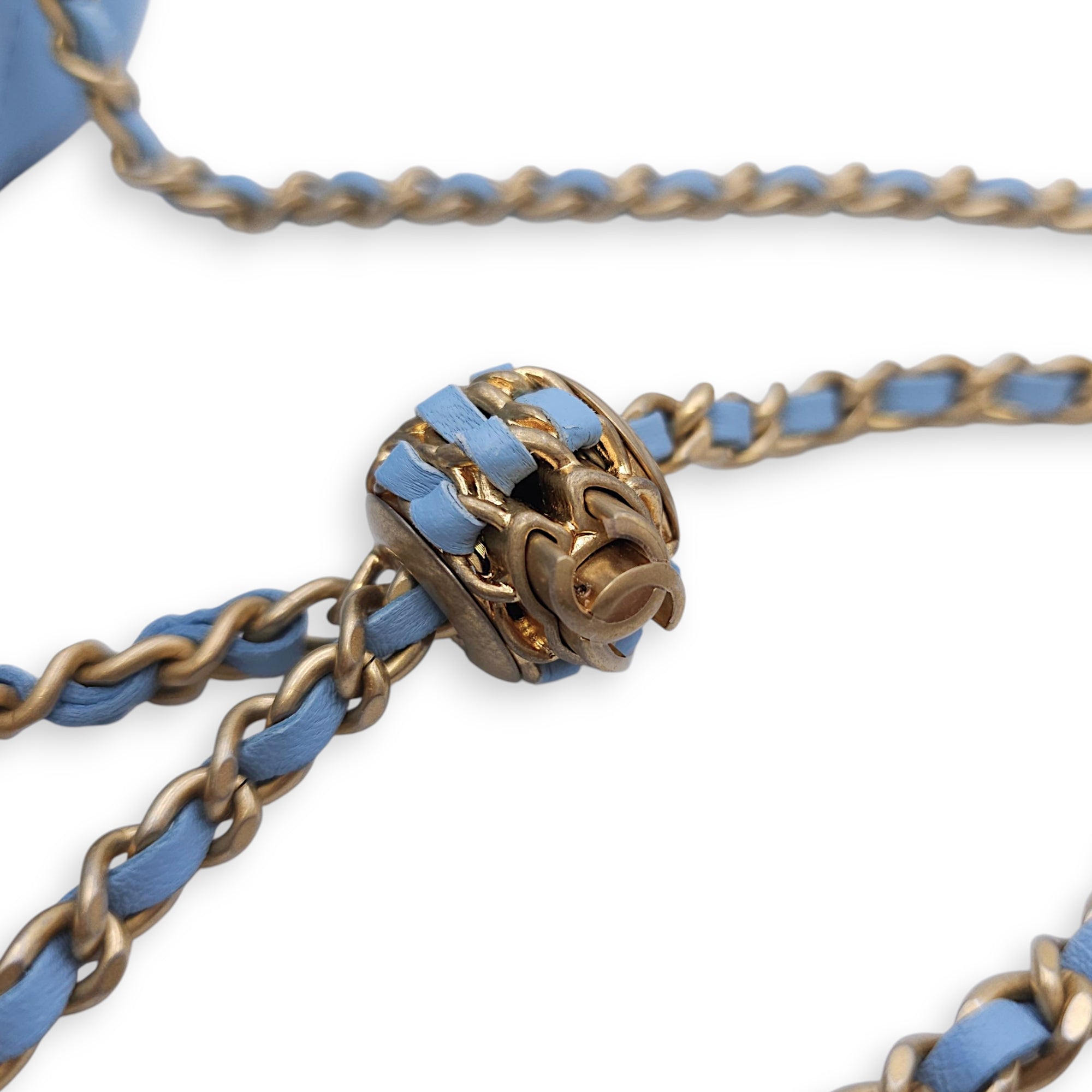 Quilted CC Vanity Case with Pearl Crush Others Baby Blue Shoulder Bag in Lambskin Gold hardware CL2508-15078 9