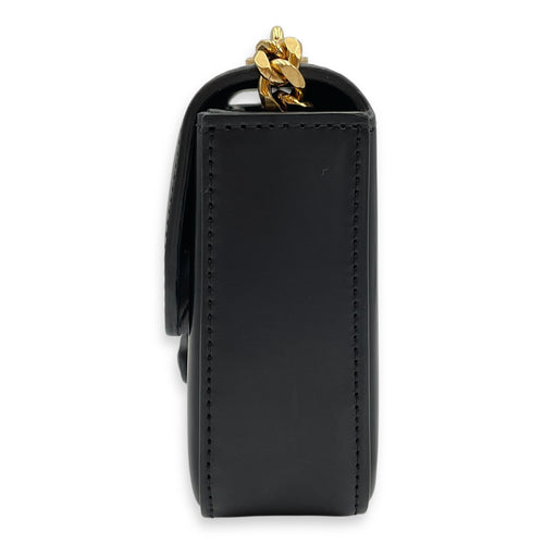 Triomphe Flap 20cm Black Shoulder Bag in Calfskin, Gold hardware