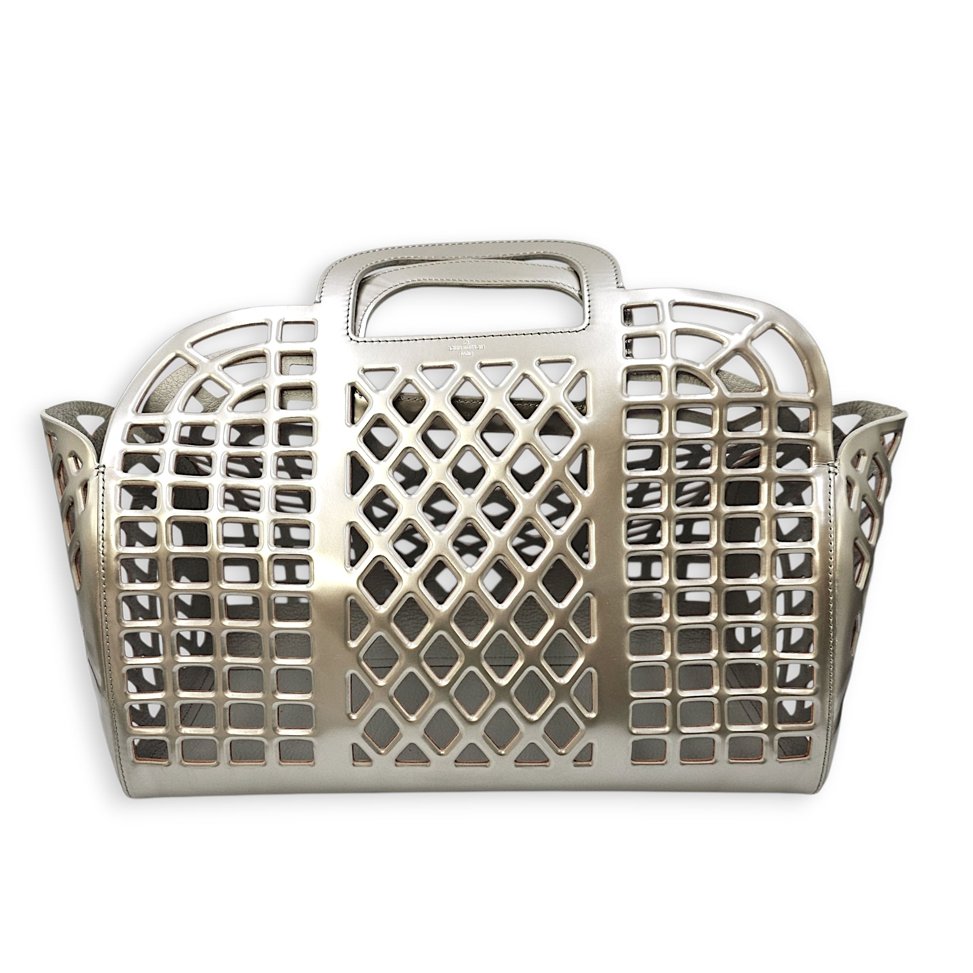 Jelly Shopping Bag MM Grey Top Handle Bag in Metallic Calf