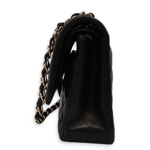 Quilted CC Classic Flap (DF) Medium Black Shoulder Bag in Lambskin, Gold hardware