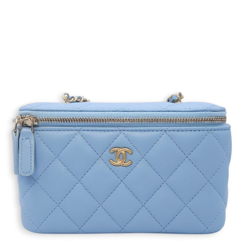Quilted CC Vanity Case with Pearl Crush Others Baby Blue Shoulder Bag in Lambskin Gold hardware CL2508-15078 1