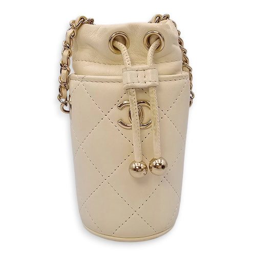 Quilted Bucket Mini White Crossbody Bag in Lambskin Gold hardware CL2508-15104 1