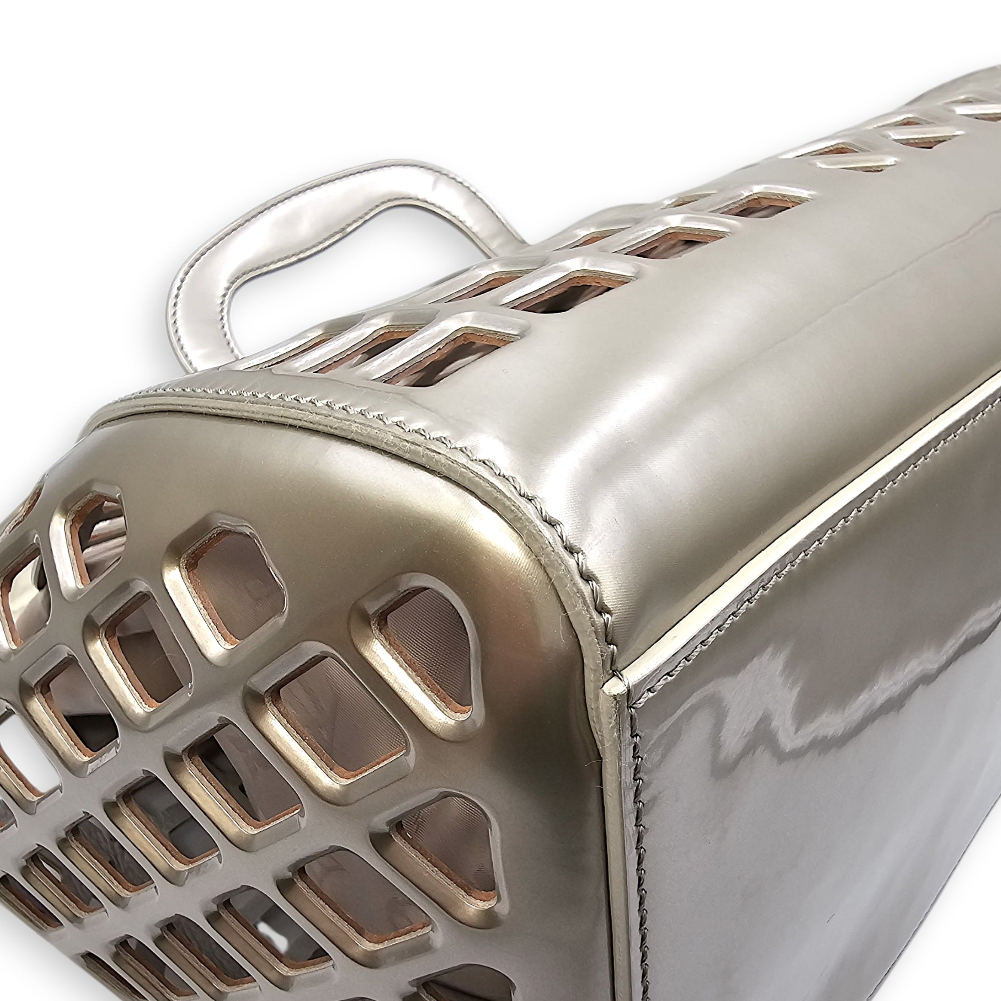 Jelly Shopping Bag MM Grey Top Handle Bag in Metallic Calf