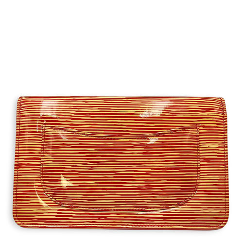Limited Edition CC Orange Wallet on Chain in Patent Leather, Silver hardware