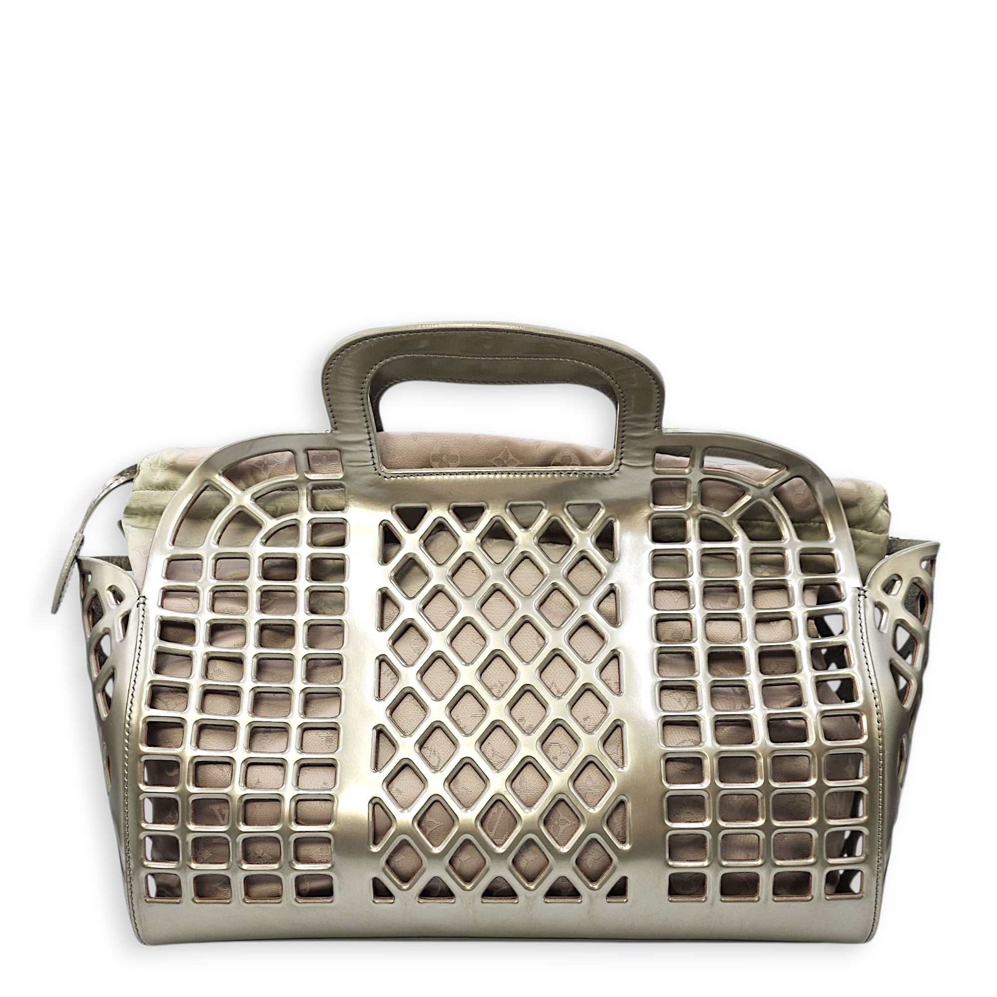 Jelly Shopping Bag MM Grey Top Handle Bag in Metallic Calf