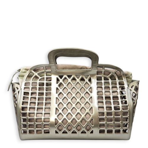 Jelly Shopping Bag MM Grey Top Handle Bag in Metallic Calf