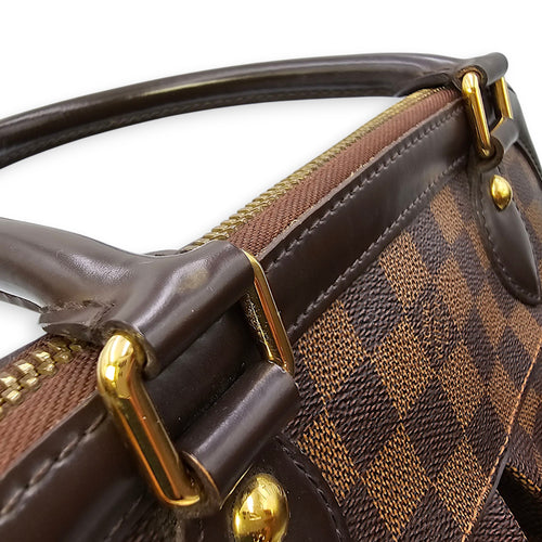 Damier Trevi PM Brown Top Handle Bag in Coated Canvas, Gold hardware