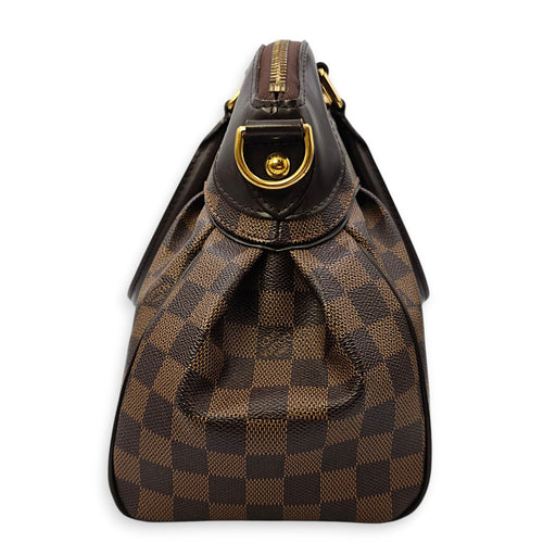 Damier Trevi PM Brown Top Handle Bag in Coated Canvas, Gold hardware