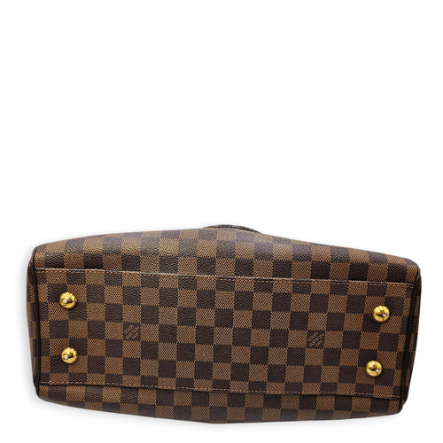 Damier Trevi PM Brown Top Handle Bag in Coated Canvas, Gold hardware