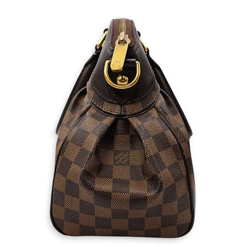 Damier Trevi PM Brown Top Handle Bag in Coated Canvas, Gold hardware