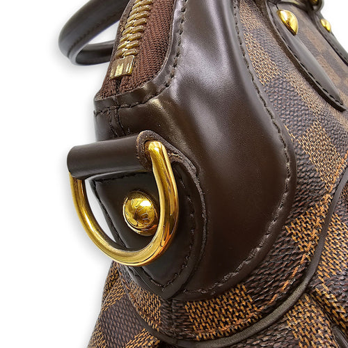 Damier Trevi PM Brown Top Handle Bag in Coated Canvas, Gold hardware