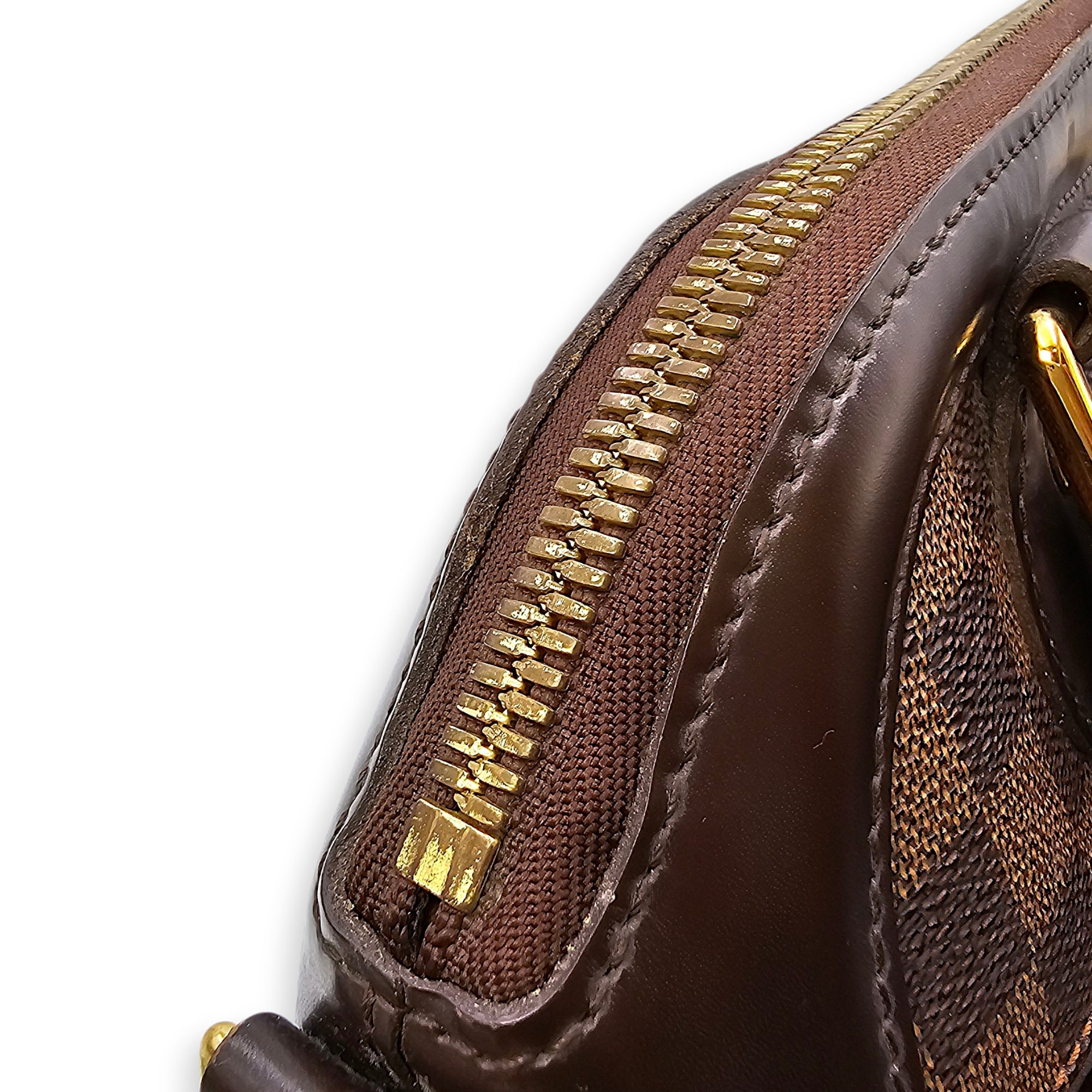 Damier Trevi PM Brown Top Handle Bag in Coated Canvas, Gold hardware