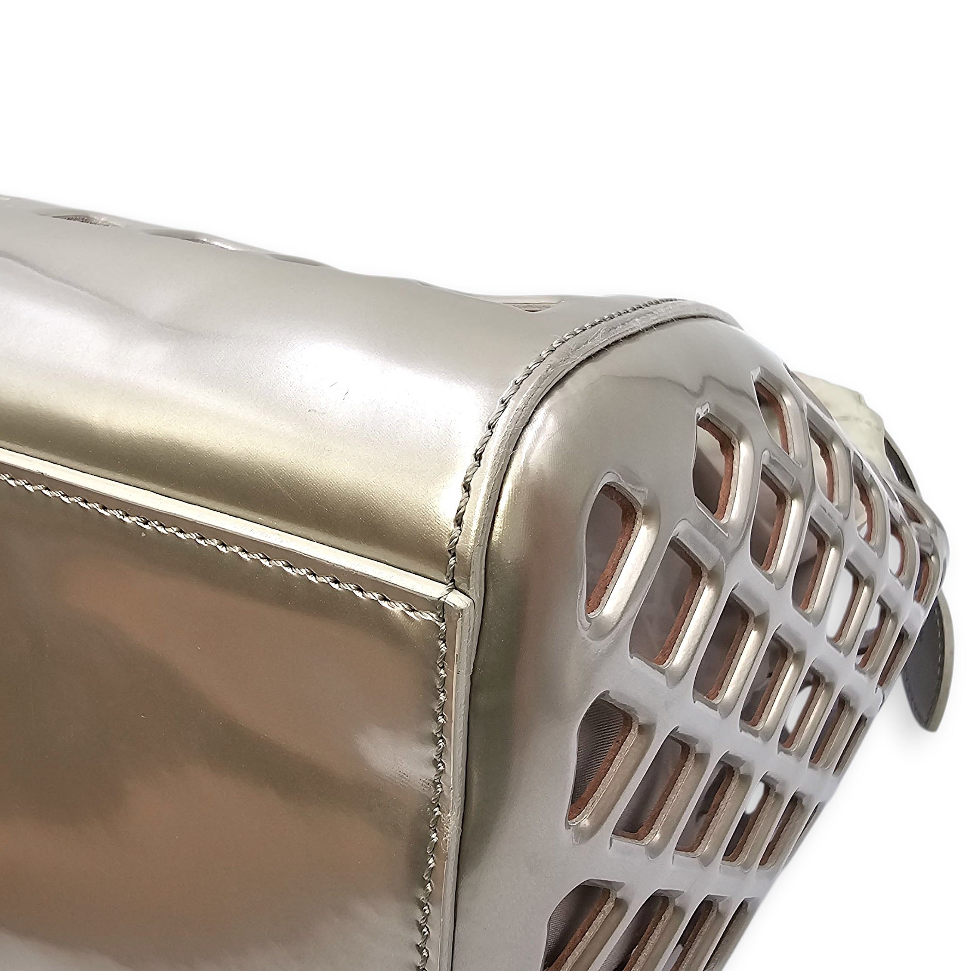 Jelly Shopping Bag MM Grey Top Handle Bag in Metallic Calf