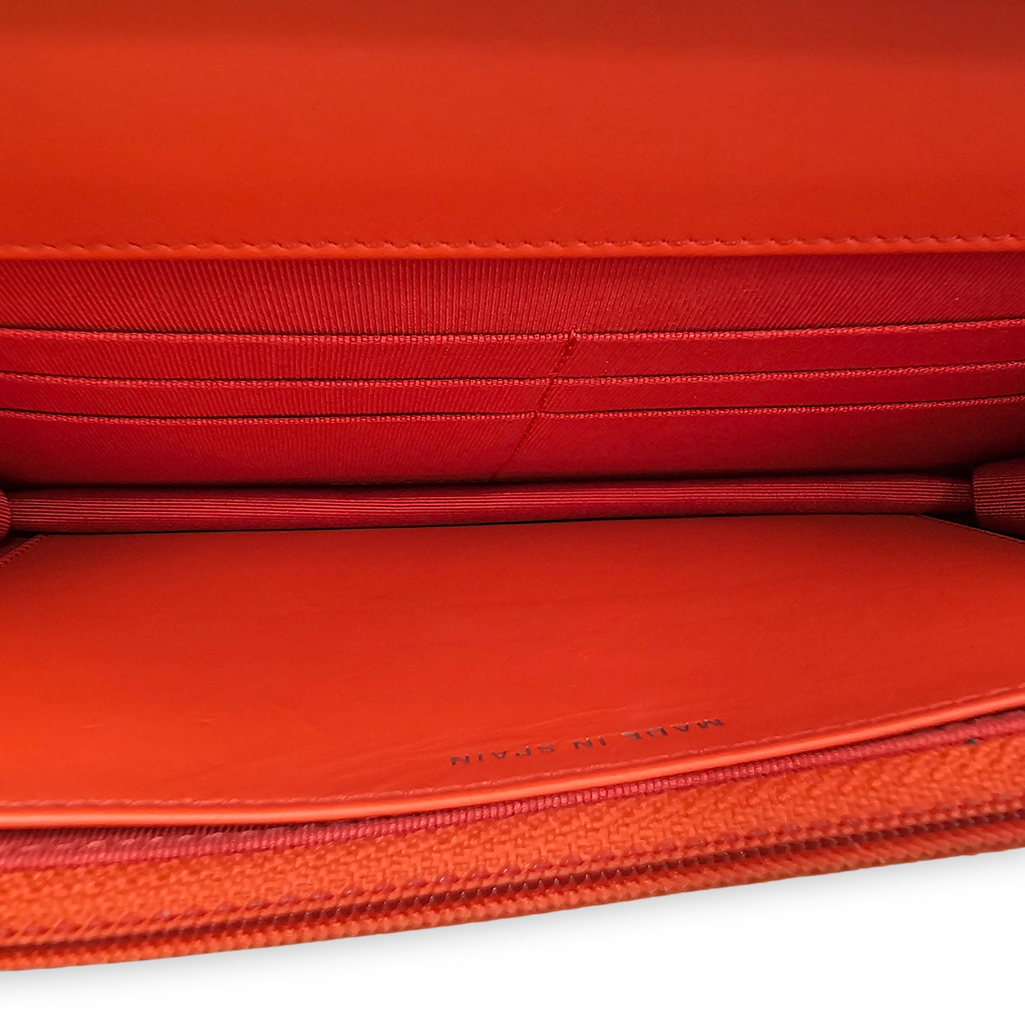 Limited Edition CC Orange Wallet on Chain in Patent Leather, Silver hardware