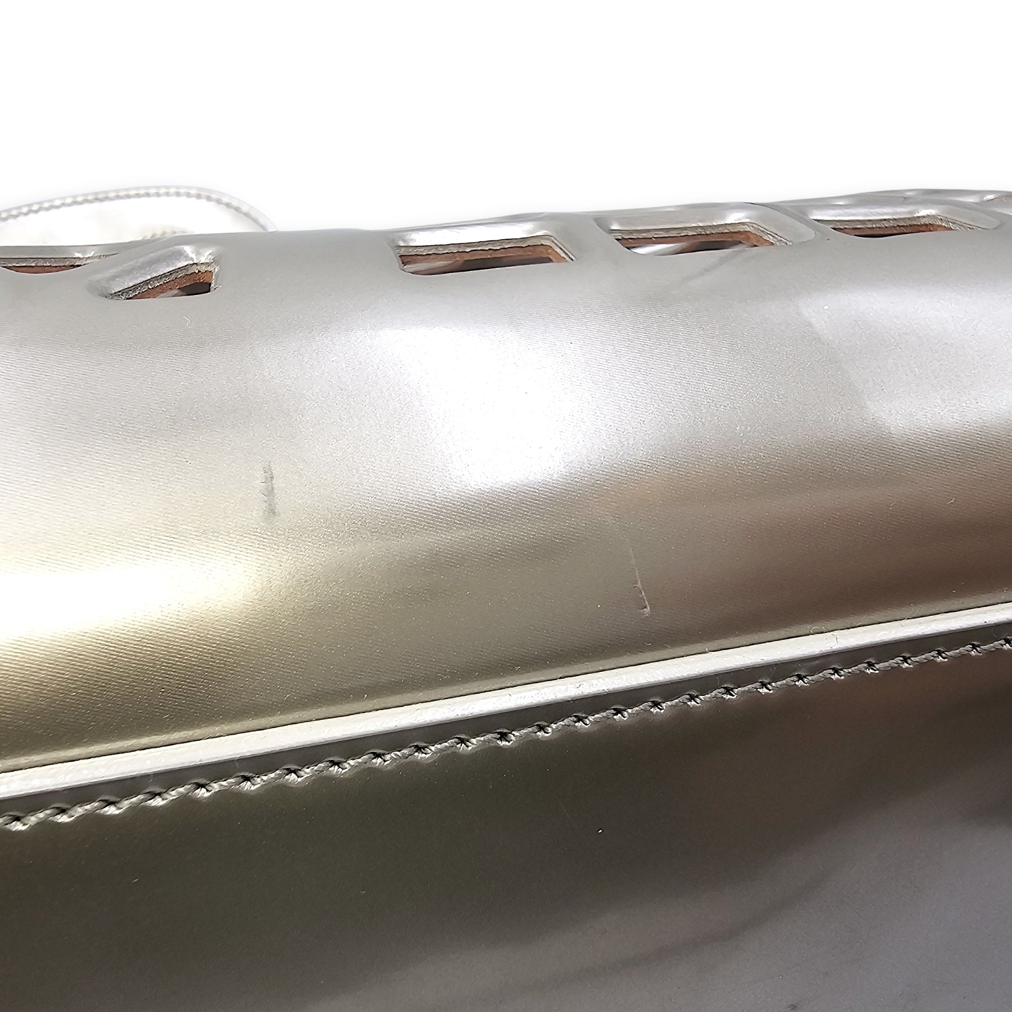 Jelly Shopping Bag MM Grey Top Handle Bag in Metallic Calf