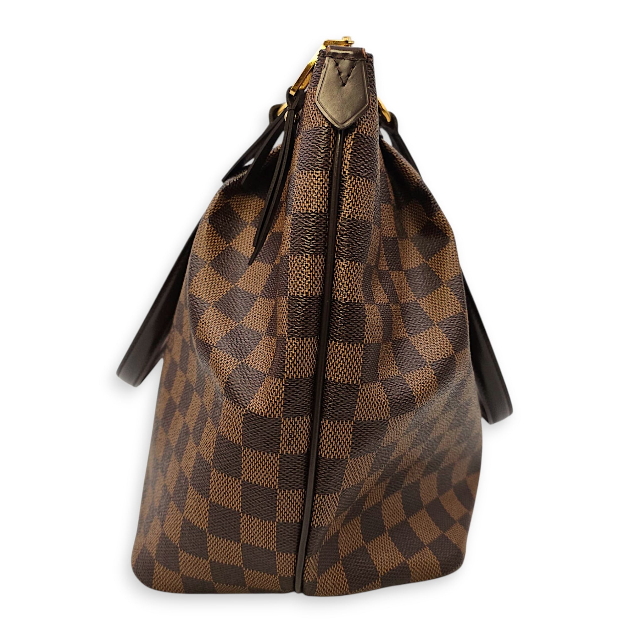 Damier Westminster Brown Top Handle Bag in Canvas, Gold hardware