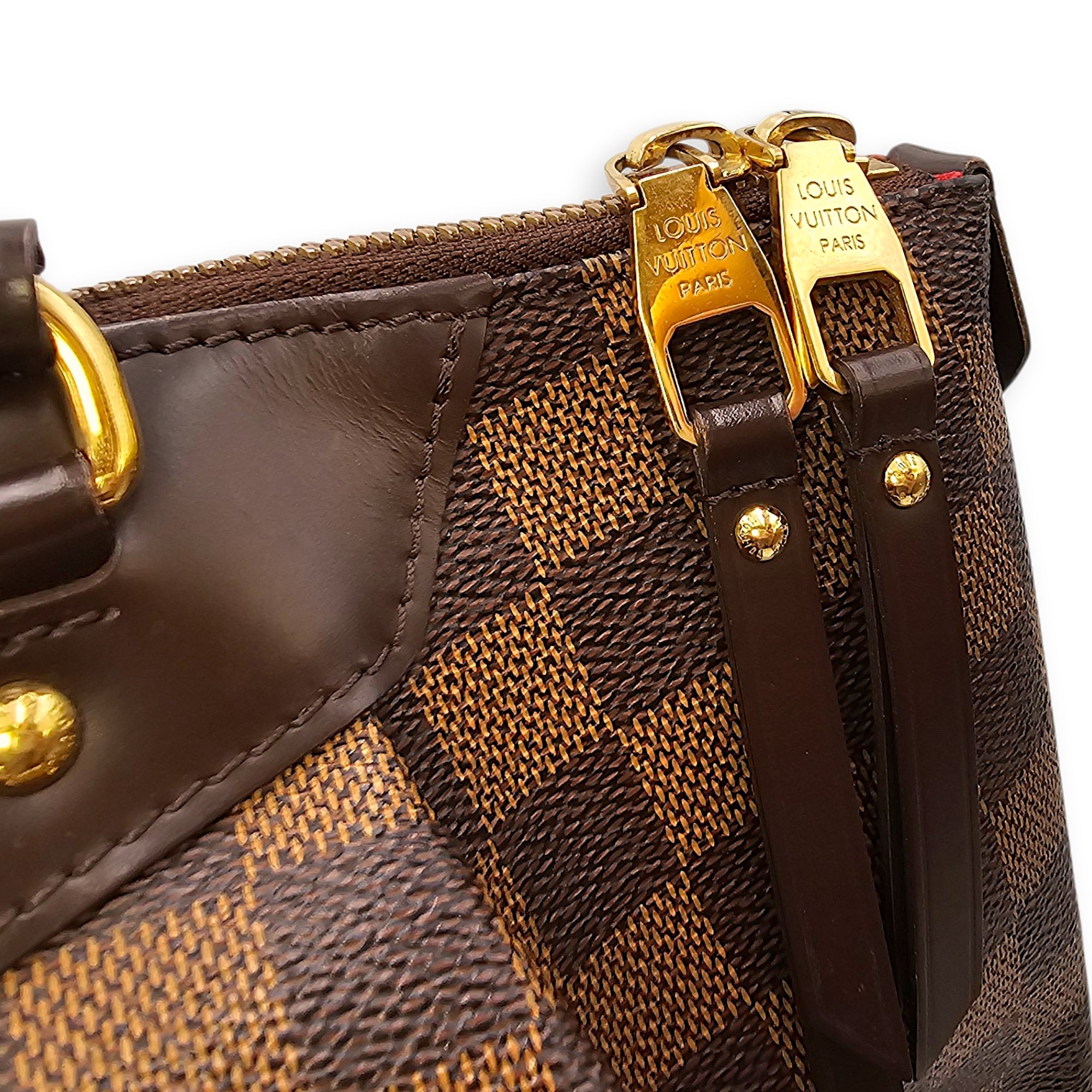 Damier Westminster Brown Top Handle Bag in Canvas, Gold hardware