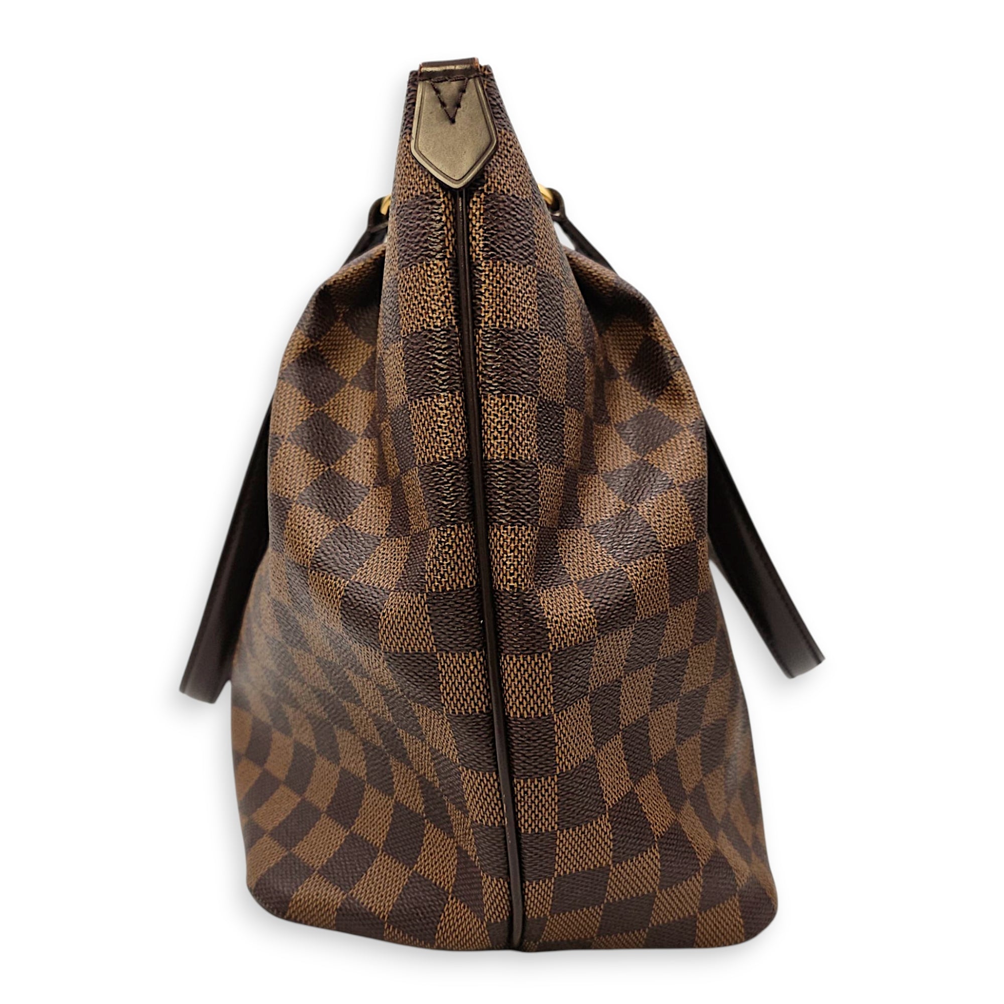 Damier Westminster Brown Top Handle Bag in Canvas, Gold hardware
