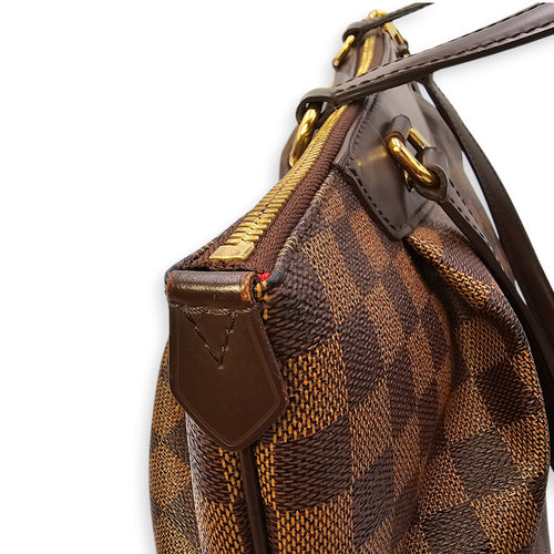 Damier Westminster Brown Top Handle Bag in Canvas, Gold hardware