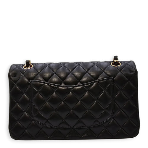 Quilted CC Classic Flap (DF) Medium Black Shoulder Bag in Lambskin, Gold hardware