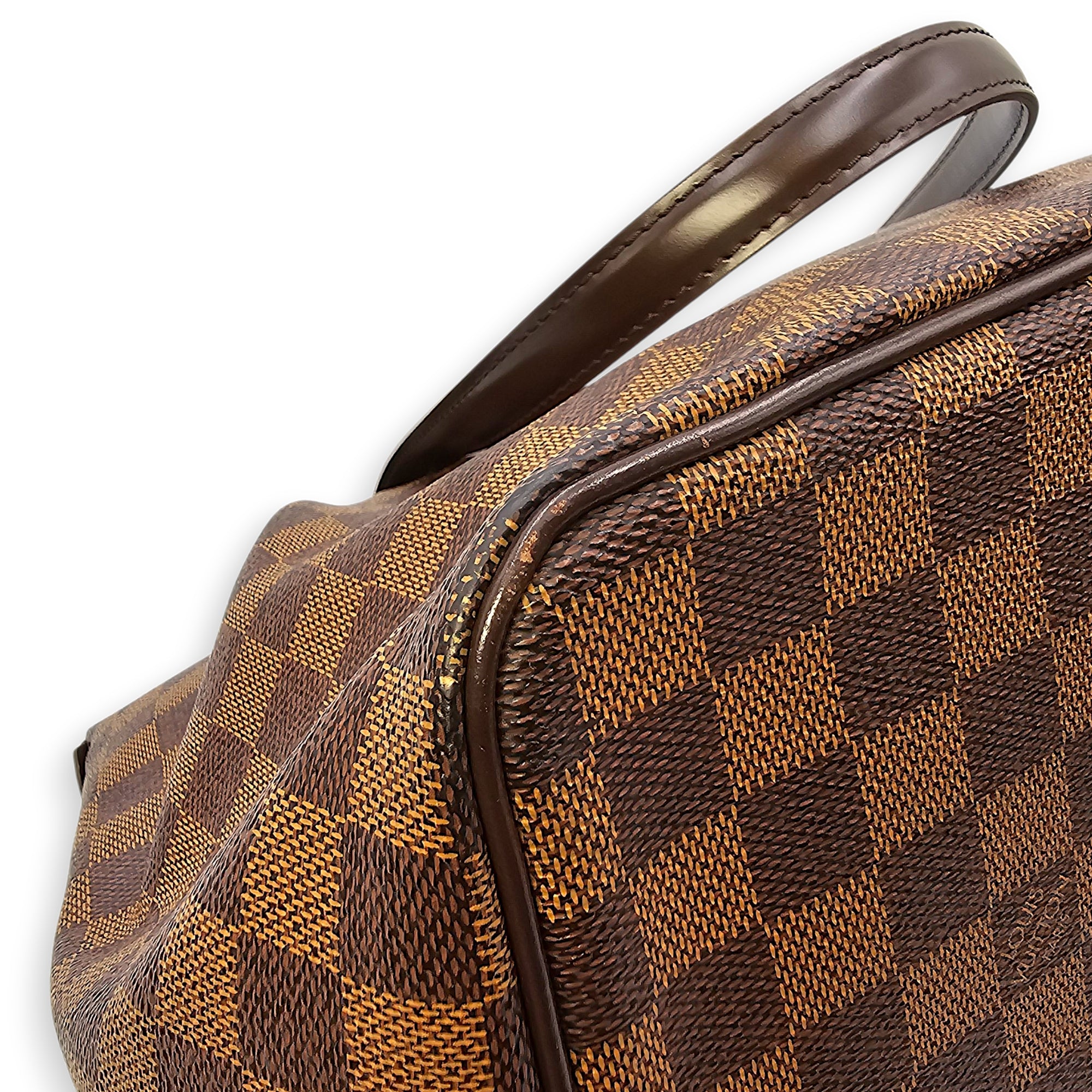 Damier Westminster Brown Top Handle Bag in Canvas, Gold hardware