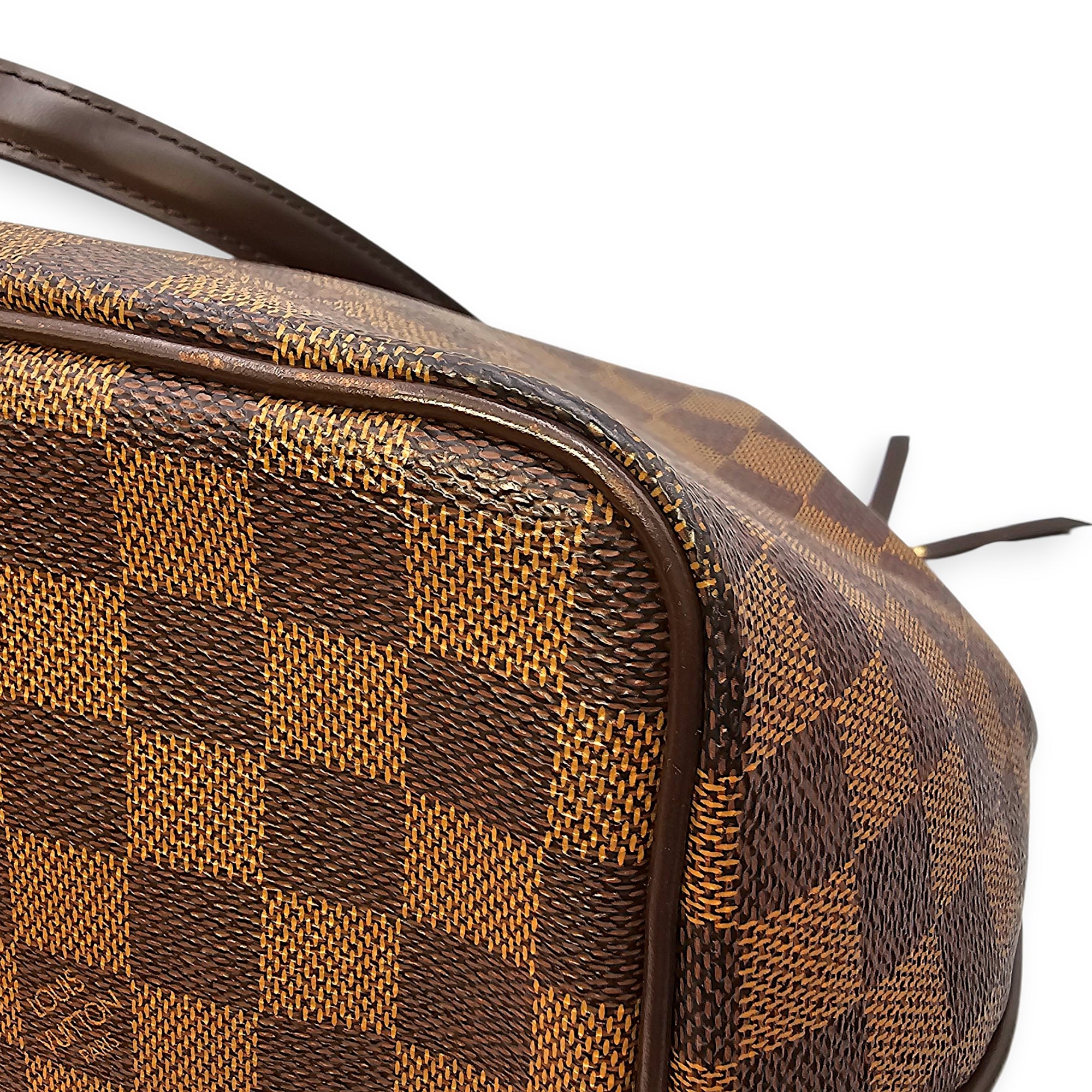 Damier Westminster Brown Top Handle Bag in Canvas, Gold hardware