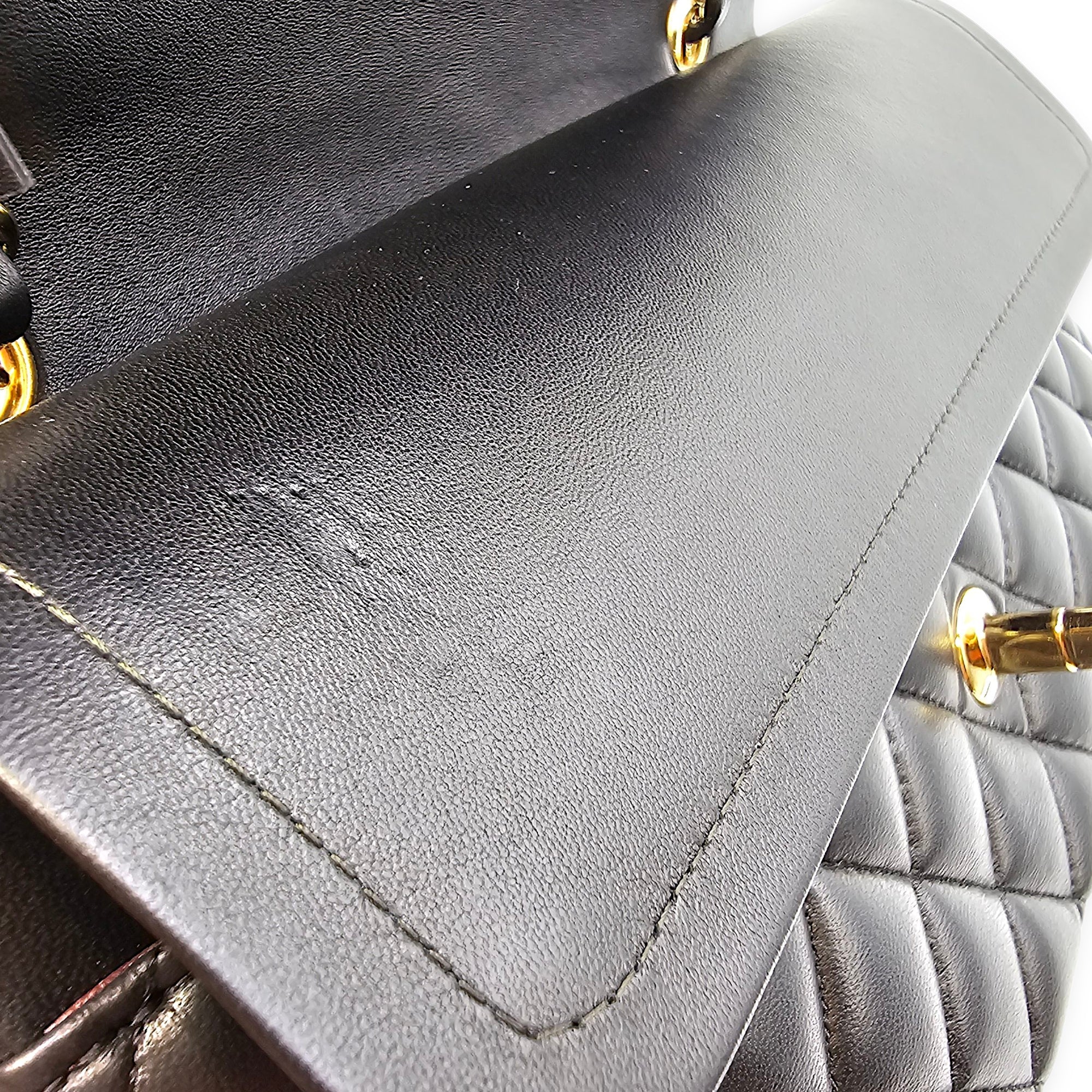 Quilted CC Classic Flap (DF) Medium Black Shoulder Bag in Lambskin, Gold hardware